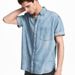Denim button-down shirt